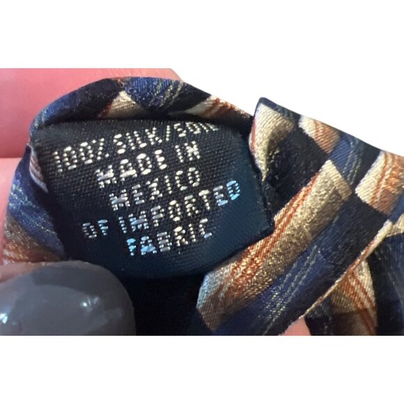 Oscar De La Renta Neckwear Men Silk Tie Brown Gray with Print 3.75" x 59" - Picture 5 of 5